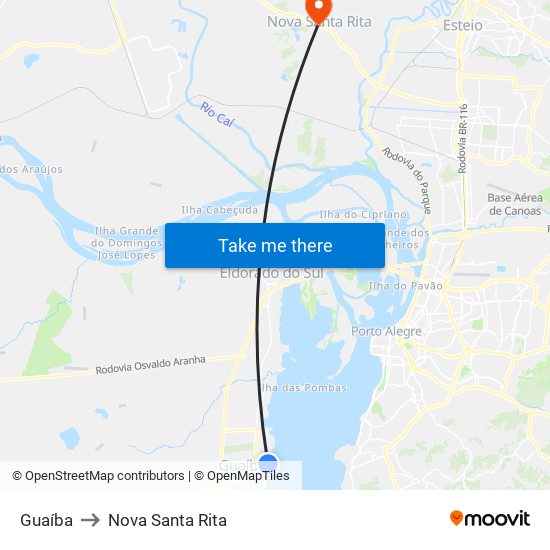 Guaíba to Nova Santa Rita map