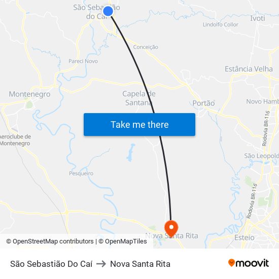 São Sebastião Do Caí to Nova Santa Rita map