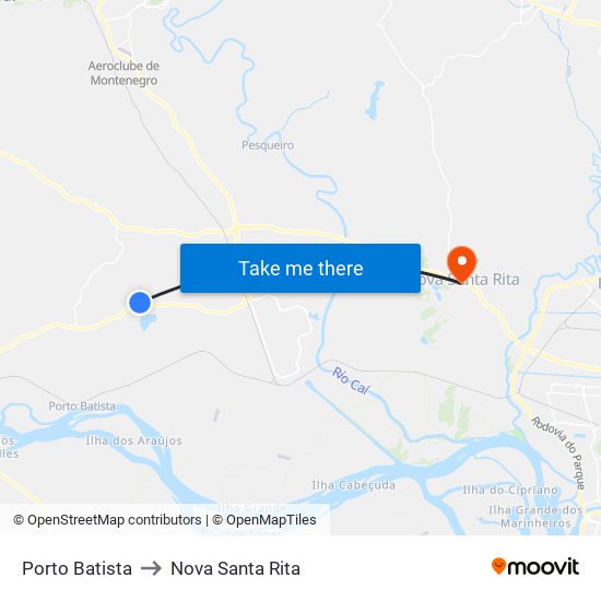 Porto Batista to Nova Santa Rita map