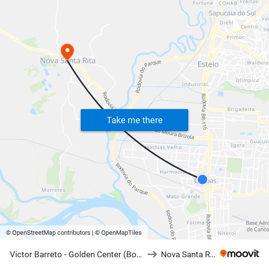 Victor Barreto - Golden Center (Box B) to Nova Santa Rita map