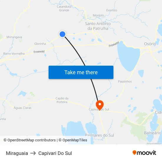 Miraguaia to Capivari Do Sul map