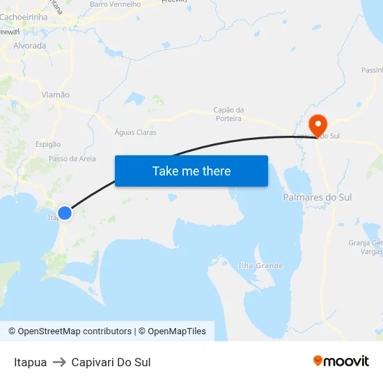 Itapua to Capivari Do Sul map