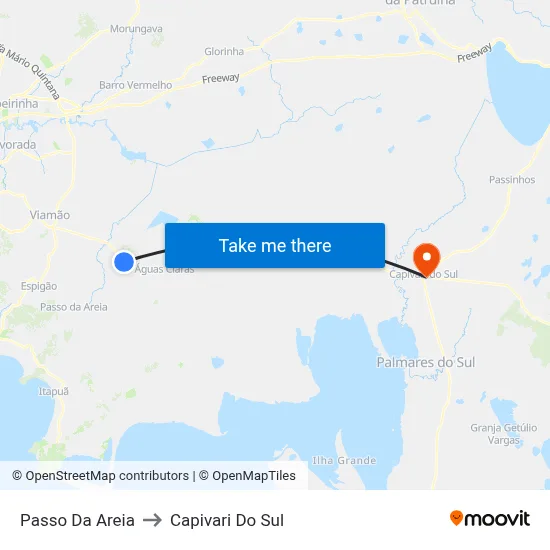 Passo Da Areia to Capivari Do Sul map