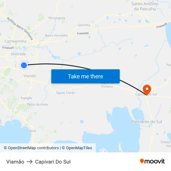 Viamão to Capivari Do Sul map