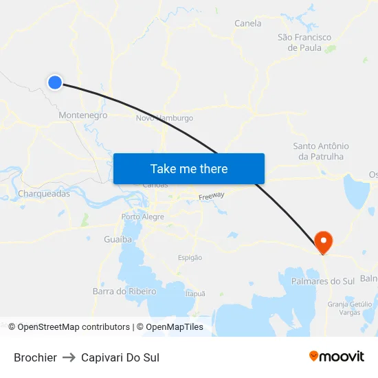 Brochier to Capivari Do Sul map