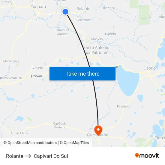 Rolante to Capivari Do Sul map