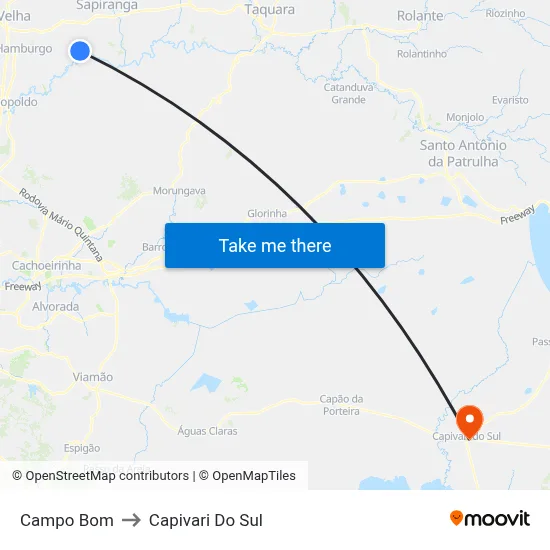 Campo Bom to Capivari Do Sul map