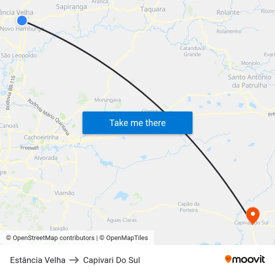 Estância Velha to Capivari Do Sul map