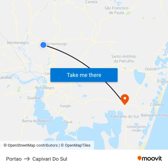 Portao to Capivari Do Sul map