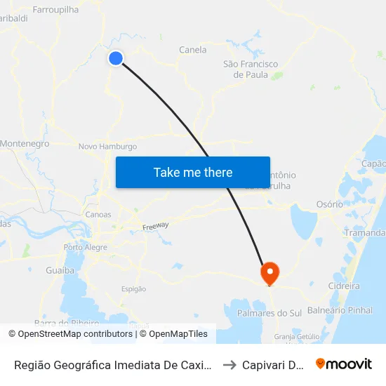 Região Geográfica Imediata De Caxias Do Sul to Capivari Do Sul map