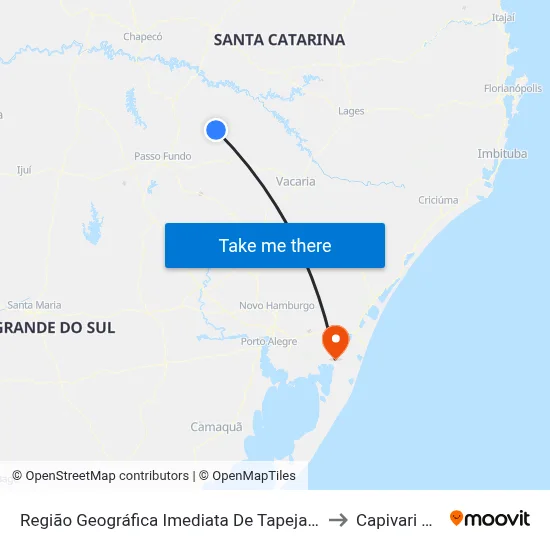 Região Geográfica Imediata De Tapejara - Sananduva to Capivari Do Sul map