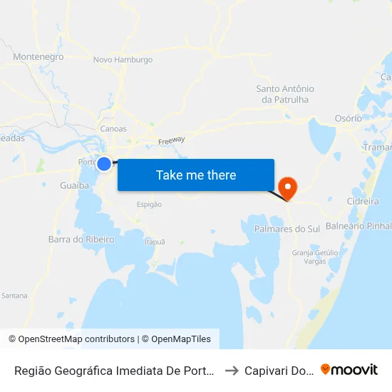 Região Geográfica Imediata De Porto Alegre to Capivari Do Sul map