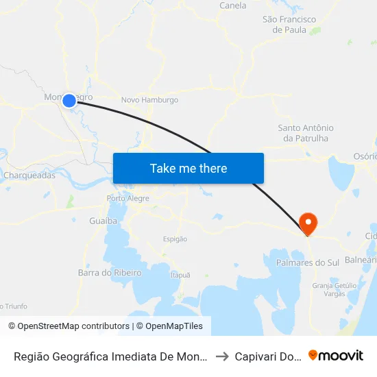 Região Geográfica Imediata De Montenegro to Capivari Do Sul map