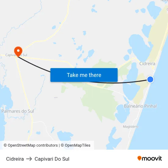 Cidreira to Capivari Do Sul map