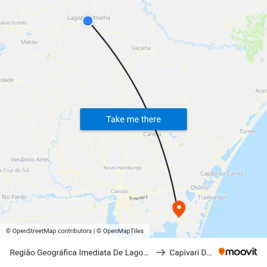 Região Geográfica Imediata De Lagoa Vermelha to Capivari Do Sul map
