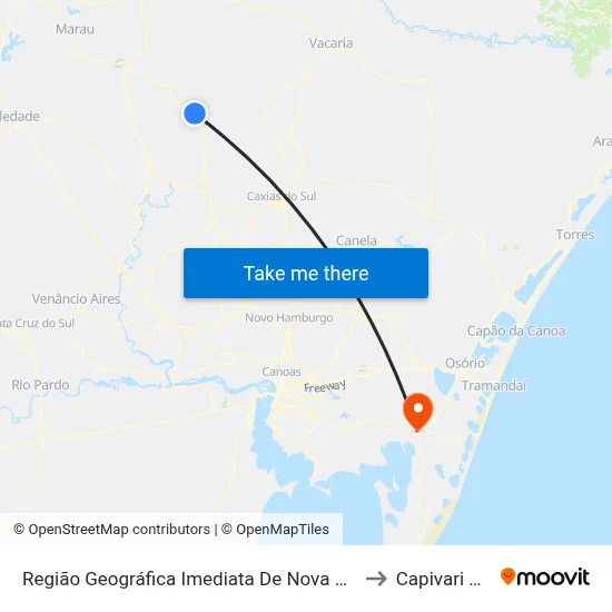 Região Geográfica Imediata De Nova Prata - Guaporé to Capivari Do Sul map