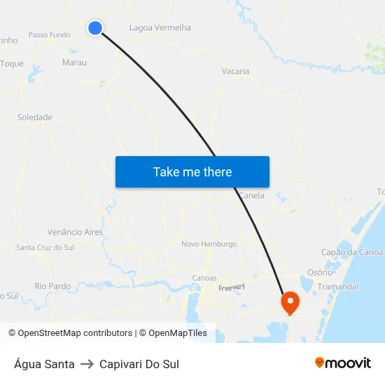 Água Santa to Capivari Do Sul map