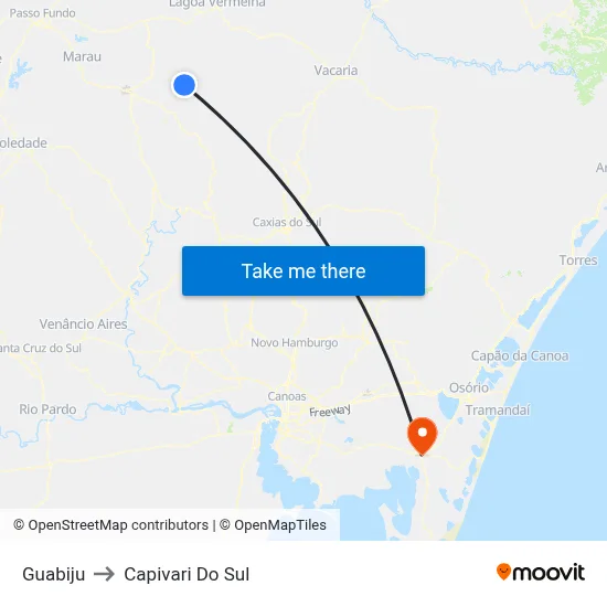 Guabiju to Capivari Do Sul map