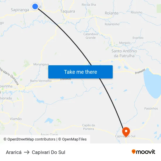 Araricá to Capivari Do Sul map