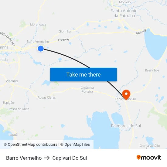 Barro Vermelho to Capivari Do Sul map