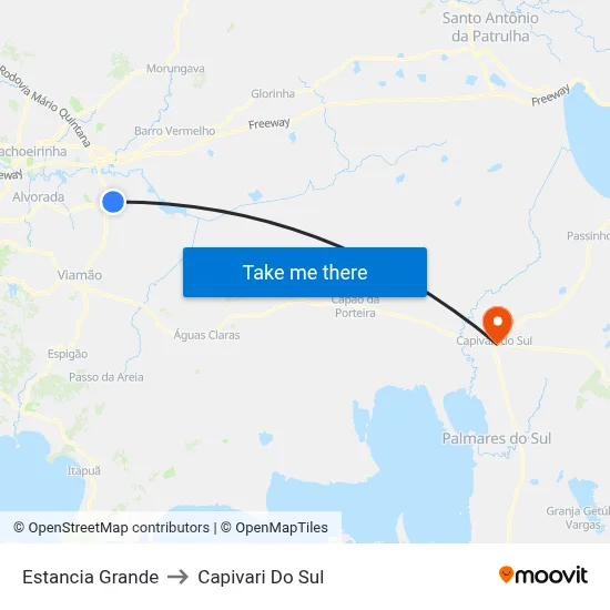 Estancia Grande to Capivari Do Sul map