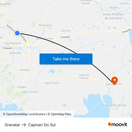 Gravataí to Capivari Do Sul map