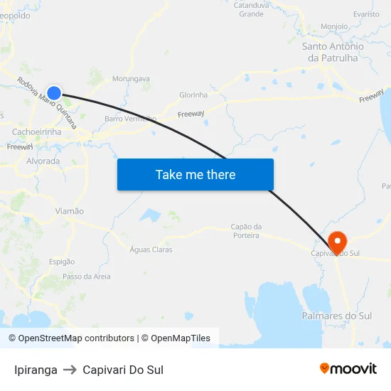 Ipiranga to Capivari Do Sul map