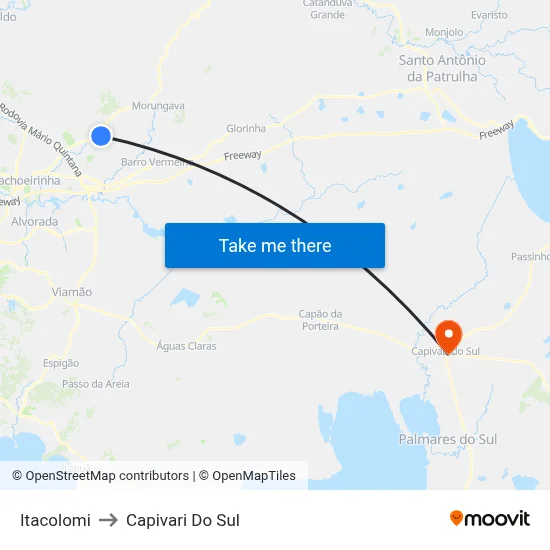 Itacolomi to Capivari Do Sul map