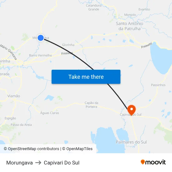 Morungava to Capivari Do Sul map
