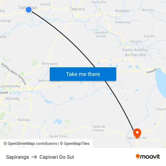 Sapiranga to Capivari Do Sul map