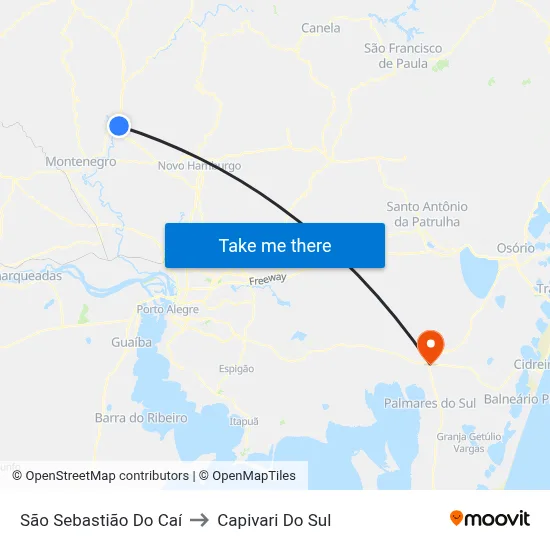São Sebastião Do Caí to Capivari Do Sul map