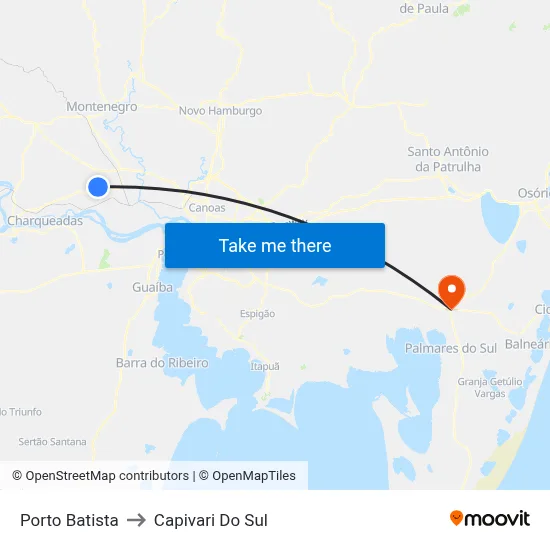 Porto Batista to Capivari Do Sul map
