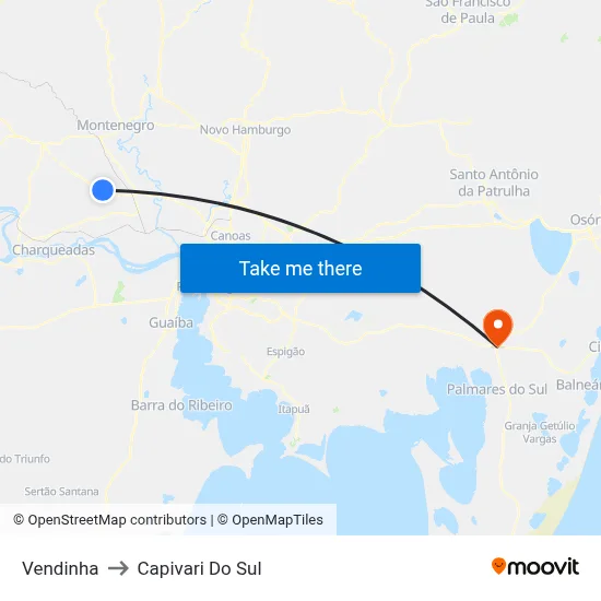 Vendinha to Capivari Do Sul map