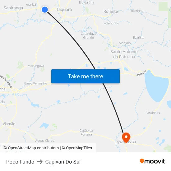Poço Fundo to Capivari Do Sul map