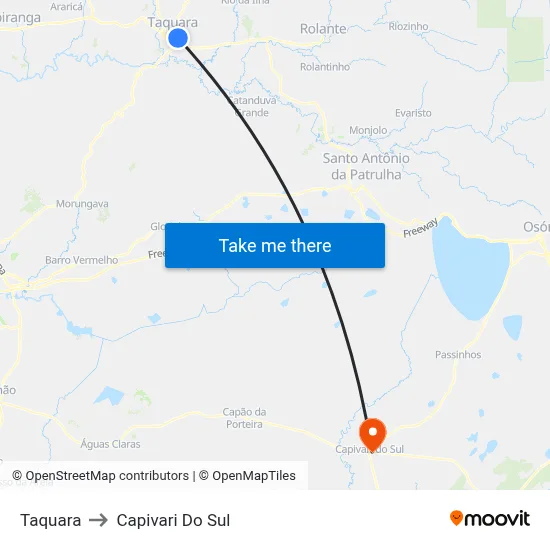 Taquara to Capivari Do Sul map