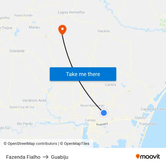 Fazenda Fialho to Guabiju map