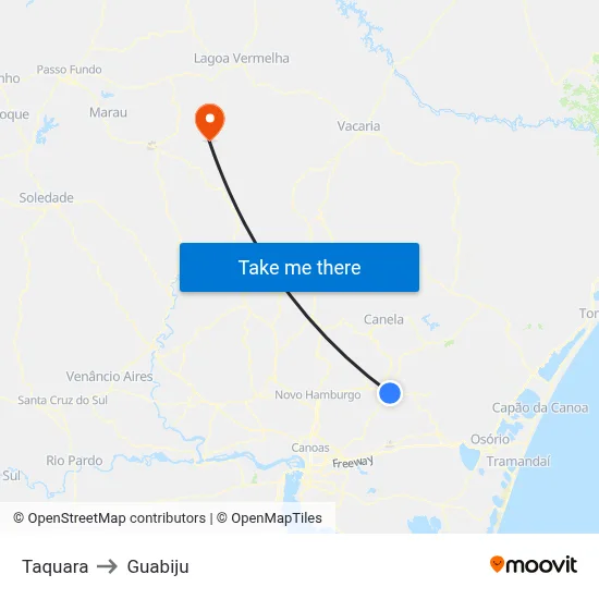 Taquara to Guabiju map