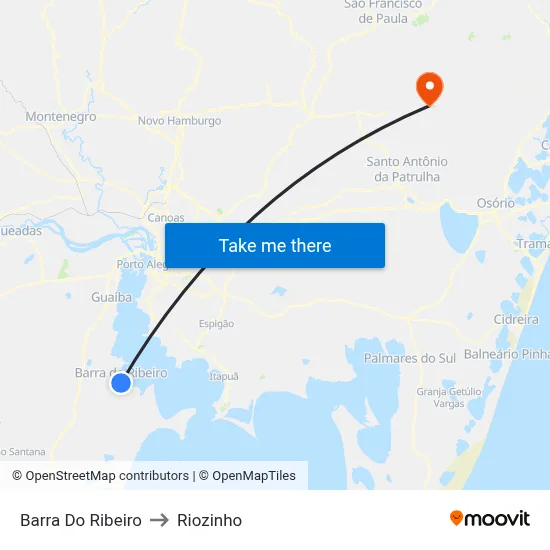 Barra Do Ribeiro to Riozinho map