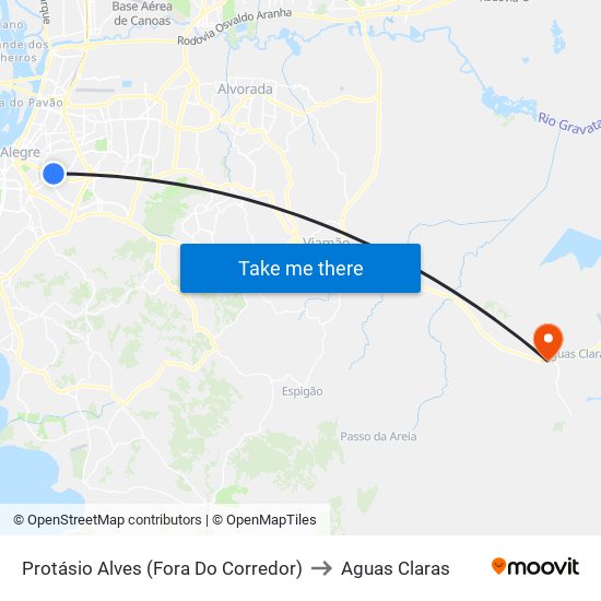 Protásio Alves (Fora Do Corredor) to Aguas Claras map
