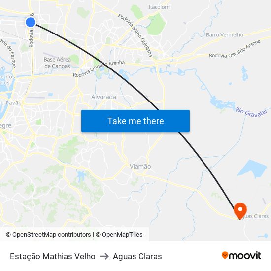 Estação Mathias Velho to Aguas Claras map