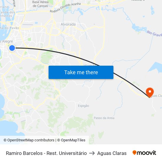 Ramiro Barcelos - Rest. Universitário to Aguas Claras map