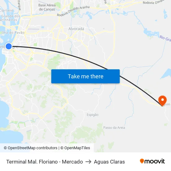 Terminal Mal. Floriano - Mercado to Aguas Claras map