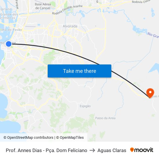 Prof. Annes Dias - Pça. Dom Feliciano to Aguas Claras map