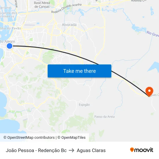 João Pessoa - Redenção Bc to Aguas Claras map