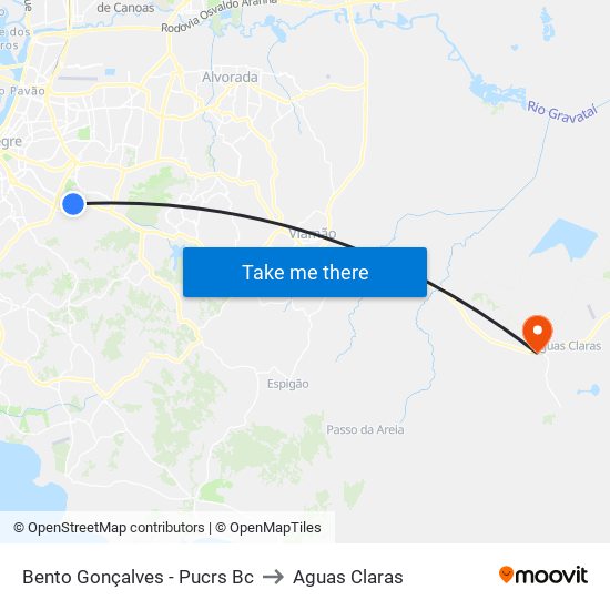 Bento Gonçalves - Pucrs Bc to Aguas Claras map
