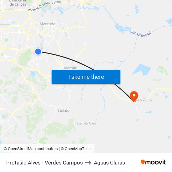 Protásio Alves - Verdes Campos to Aguas Claras map