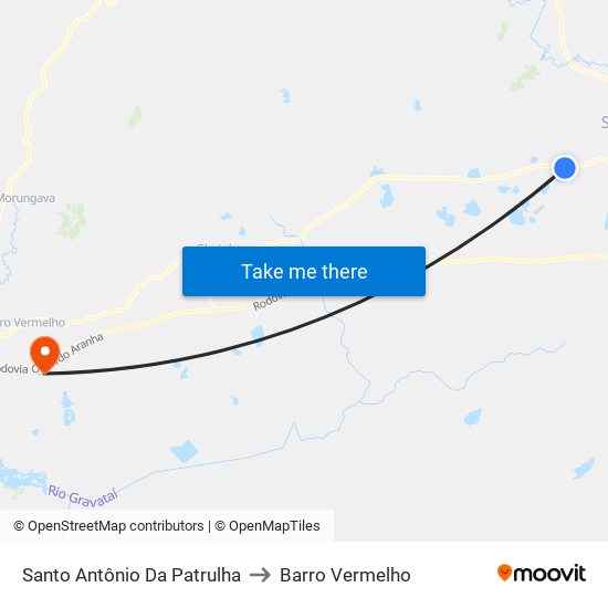 Santo Antônio Da Patrulha to Barro Vermelho map