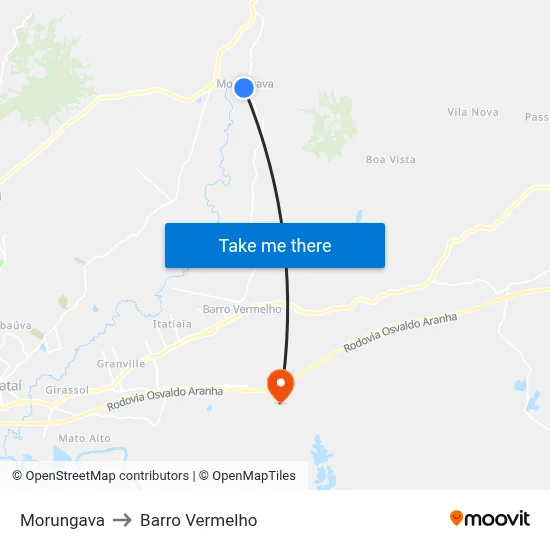 Morungava to Barro Vermelho map