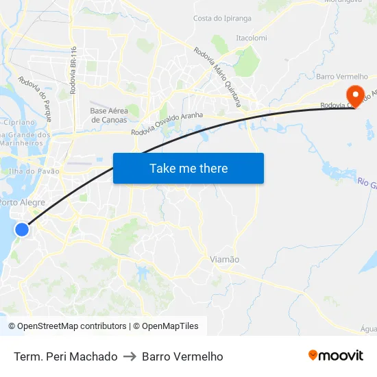 Term. Peri Machado to Barro Vermelho map