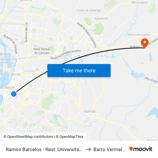 Ramiro Barcelos - Rest. Universitário to Barro Vermelho map